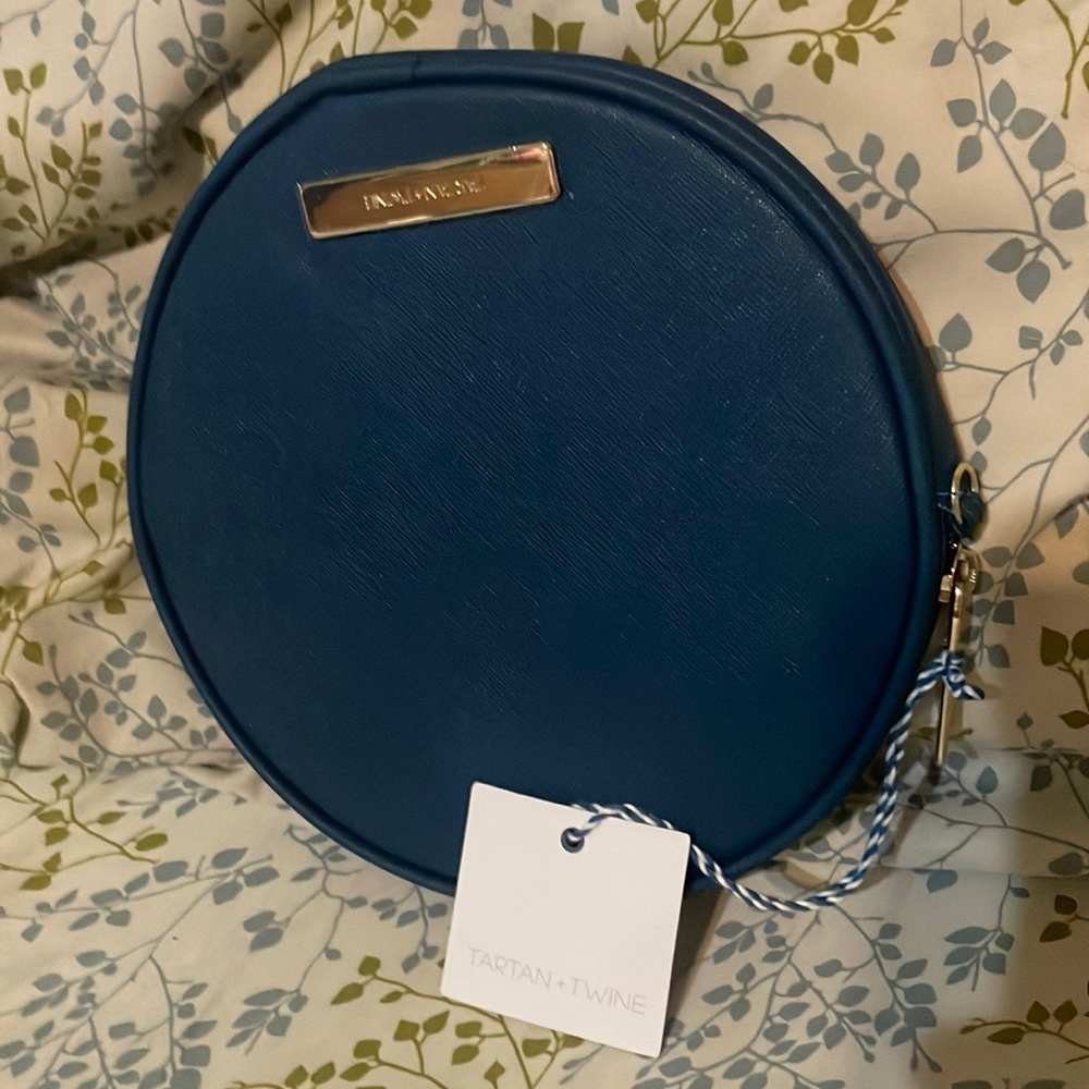 Tartan & Twine Small Round Clutch Navy